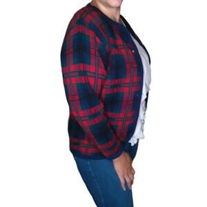 Vintage Tartan Plaid Cardigan Sweater Size Large 38